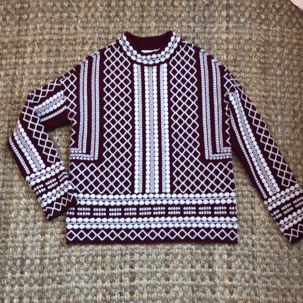 Tory Burch Burgundy & White Sweater